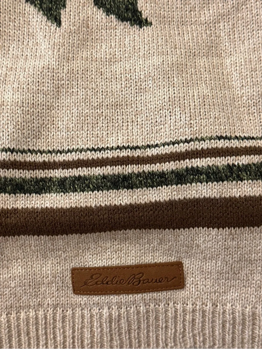 Eddie Bauer Pet Salmon Fish Knit Dog Sweater XL Cream Brown Outdoor Cozy NWOT